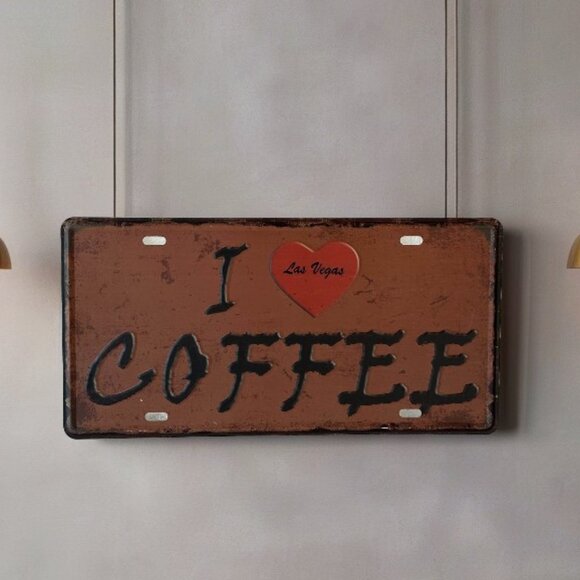 Coffee Vintage Tin Metal Sign | I Love  ❤️  COFFEE sign - Picture 1 of 5
